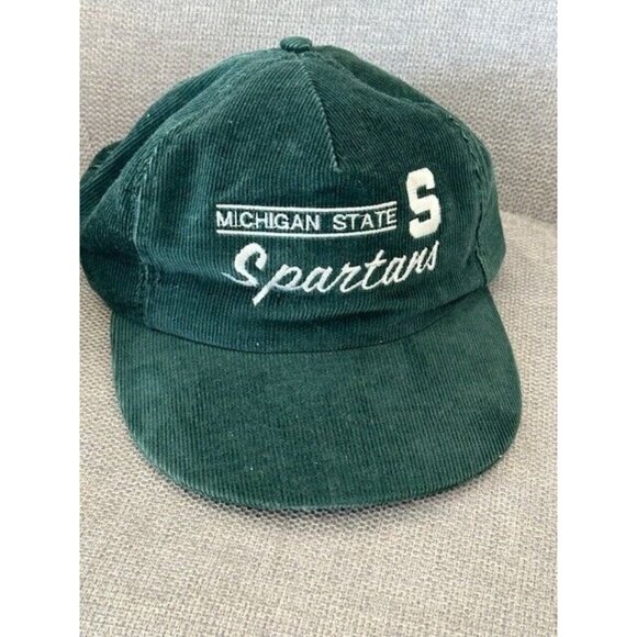 VTG Michigan State Spartans MSU Corduroy SnapBack Hat Embroidered University Sq